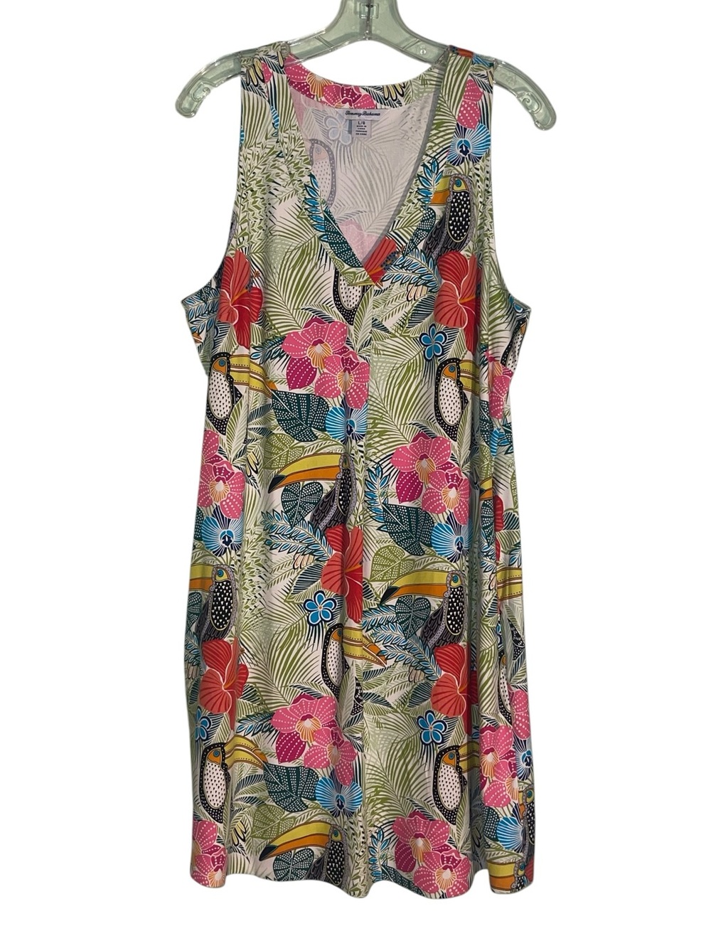 Tommy Bahama If one can Toucan silk tropical print dress. Size Large GUC - Picture 5 of 14